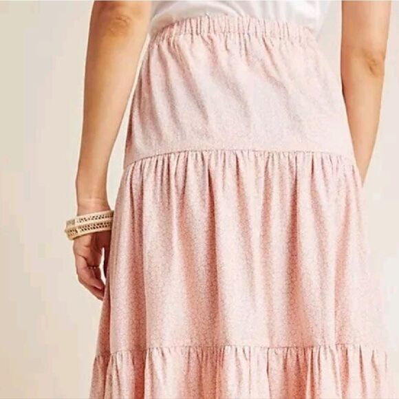 Anthropologie x Frye Elspeth Pink Floral Full Tiered Button Front Maxi Skirt XL - Picture 11 of 15